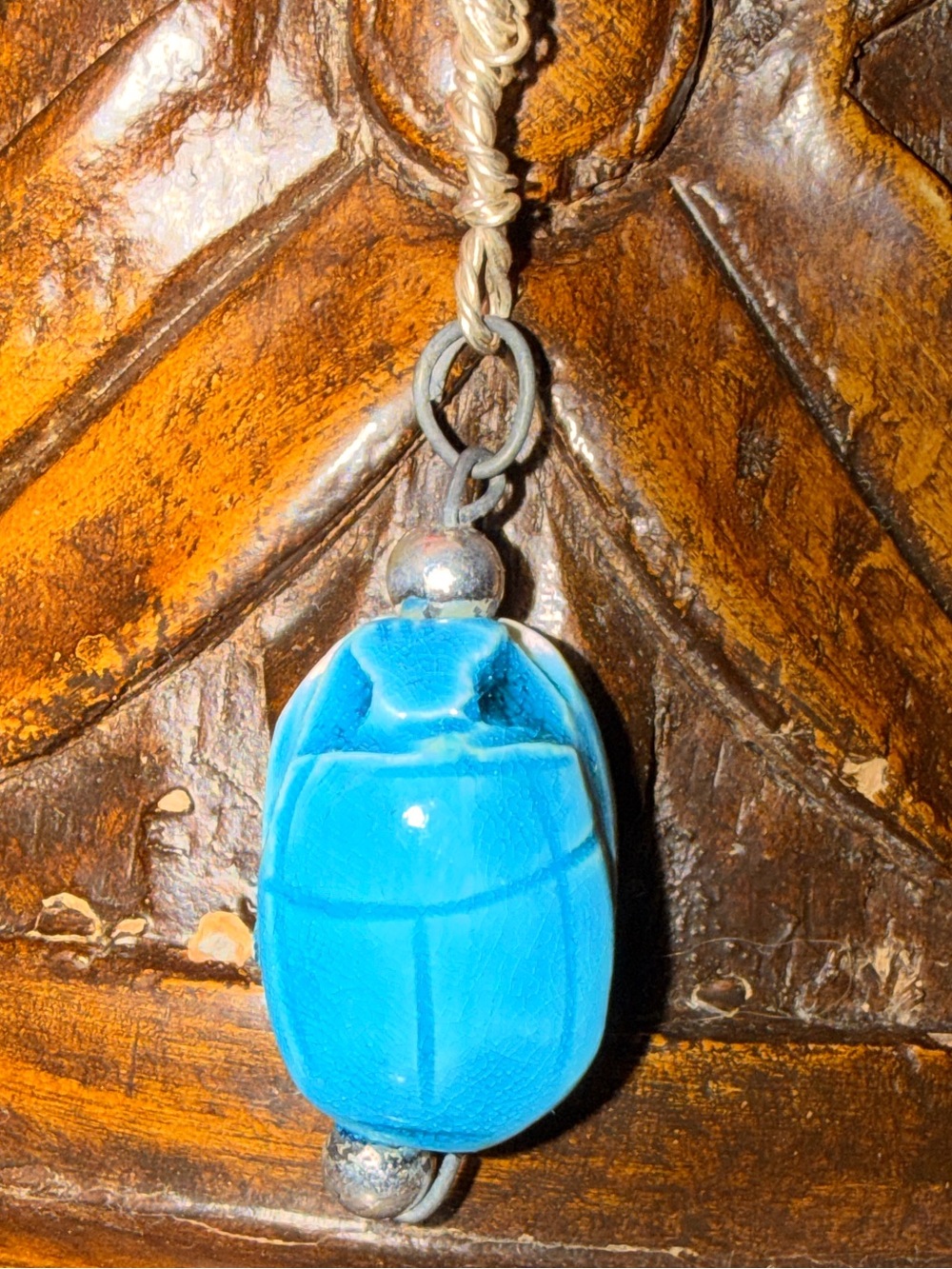 Vintage Blue Scarab Pendant
